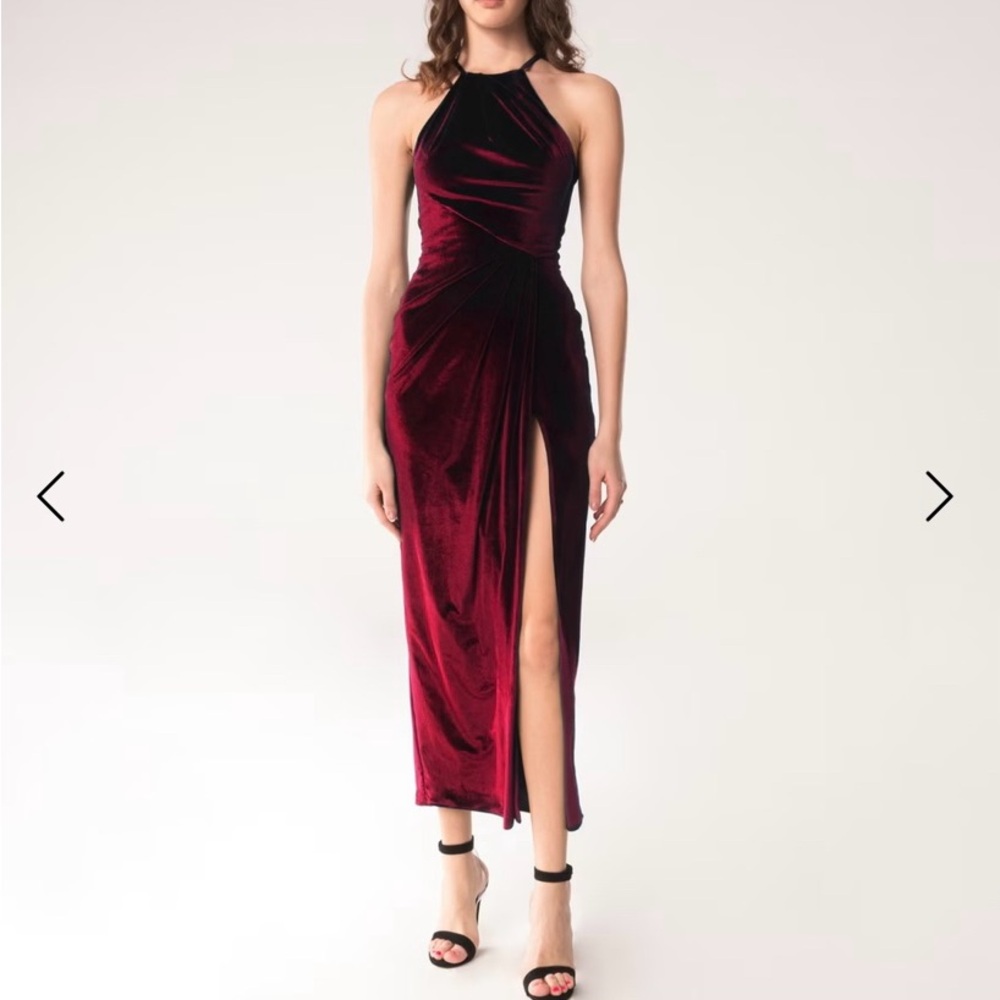 Elegant Velvet Burgundy Dress